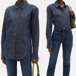 Frame Denim Button Down Shirt Blue Size Medium